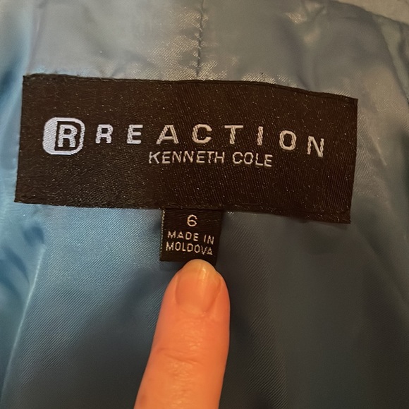 Teal colored, Double breasted, wool blend coat - Picture 9 of 11